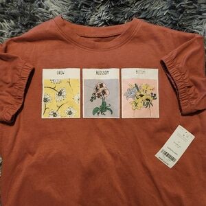 Carter's Rust Short Sleeve Tee with Floral Graphics